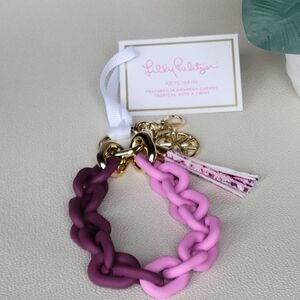 Lilly Pulitzer Purple-to-Pink Ombre Chain Keyring Bracelet- Amarena Cherry